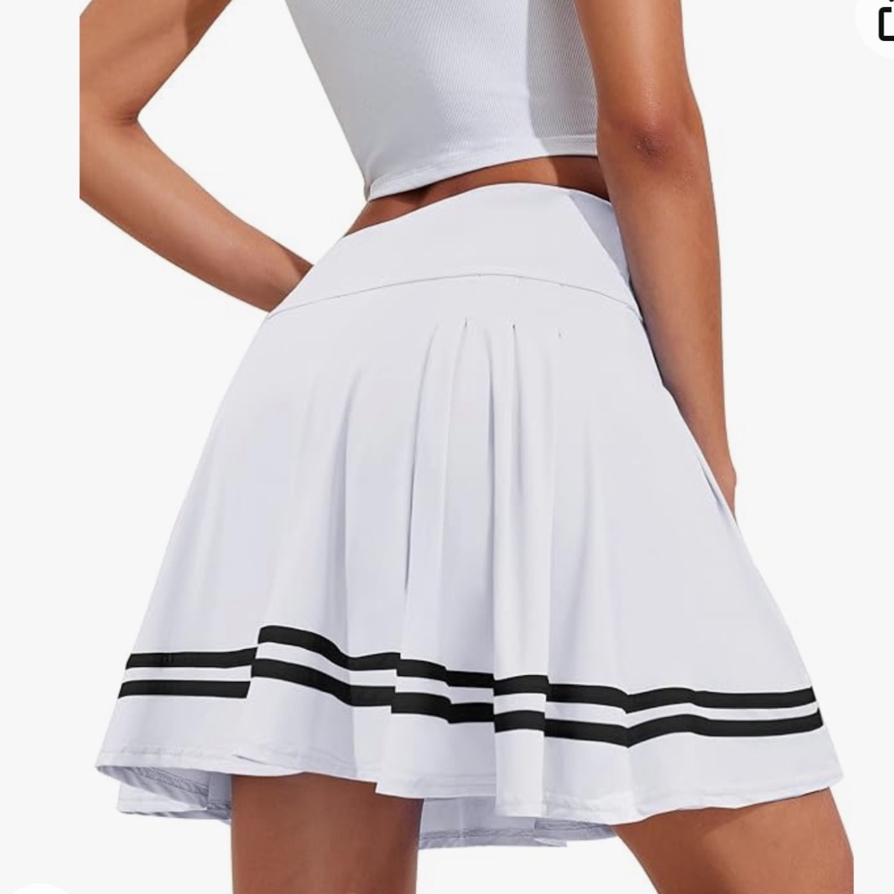 White tennis skirt with black trim